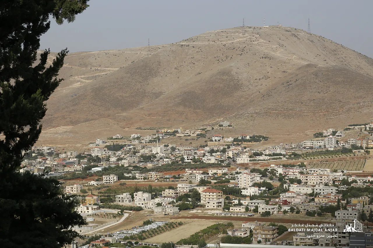 البلدة والجبل من بين الأشجار
